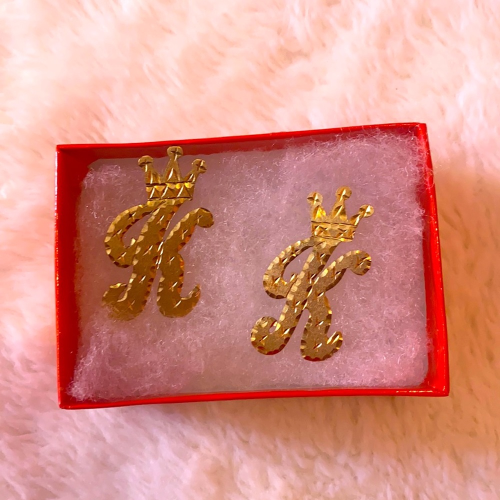 10kt Gold Initial K Earrings